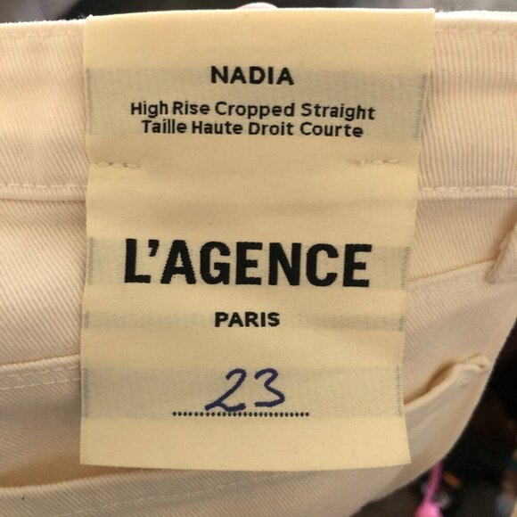 L'agence Women's Cream Cropped Denim Pants with Silver & Black Detailing Size 23 - Picture 5 of 8